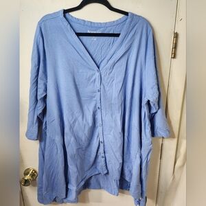 Roaman's Blue Smock Like 3/4 Sleeve Plus Size 2X Top